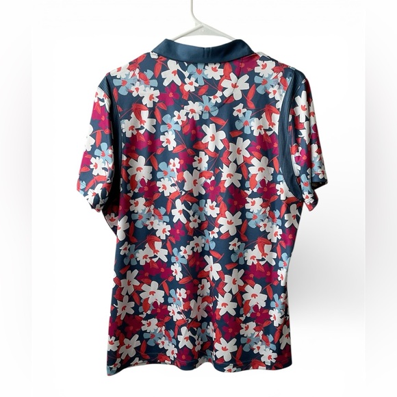 ⛳️ PGA Tour Blue and Red Floral Women’s Polo Shirt XL - Picture 2 of 3